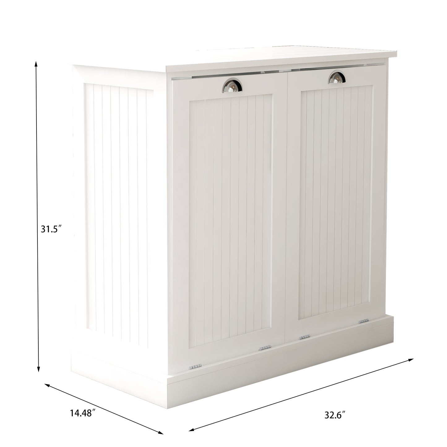 Two-Compartment Tilt-Out Laundry Sorter Cabinet-White