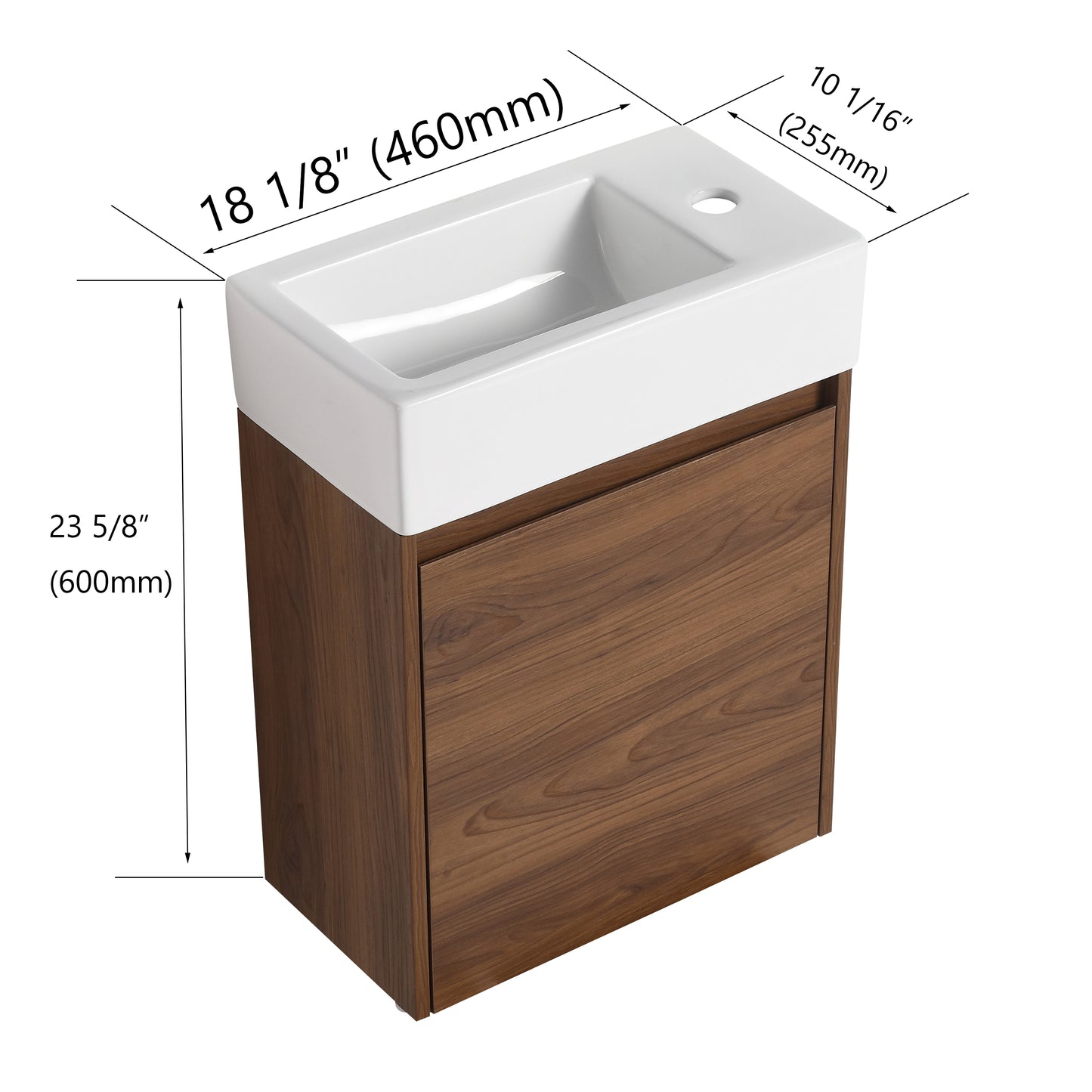 18 Inch Floating Small Bathroom Vanity With Single Sink, Suitable For Small Bathroom-BVB03018BRE