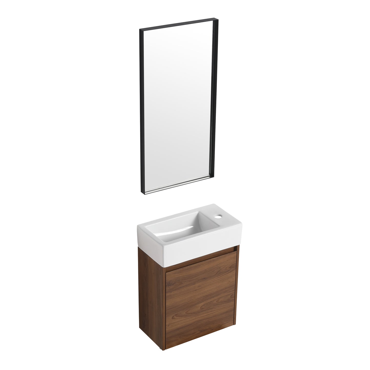 18 Inch Floating Small Bathroom Vanity With Single Sink, Suitable For Small Bathroom-BVB03018BRE