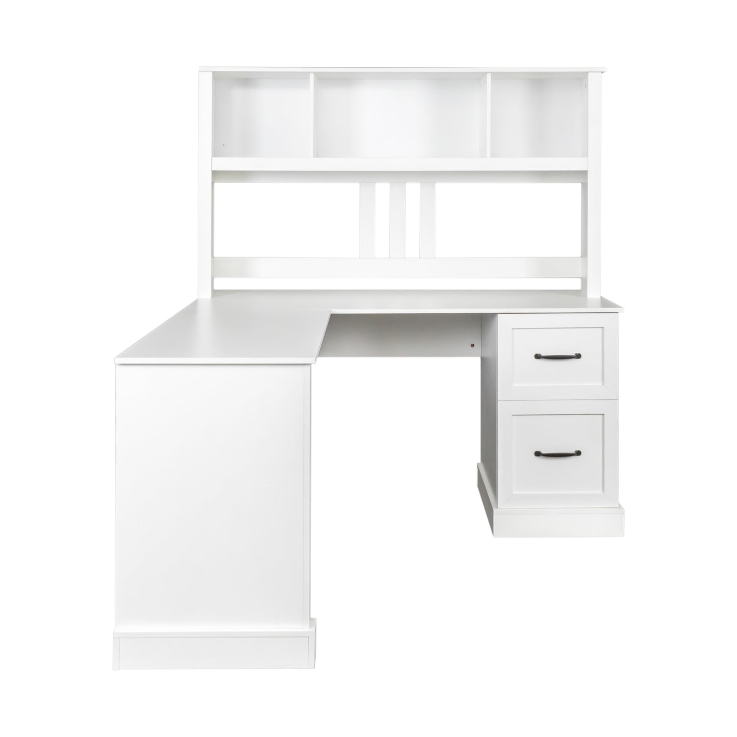 （缺货）Home Office Computer Desk with Hutch, Antiqued White finish