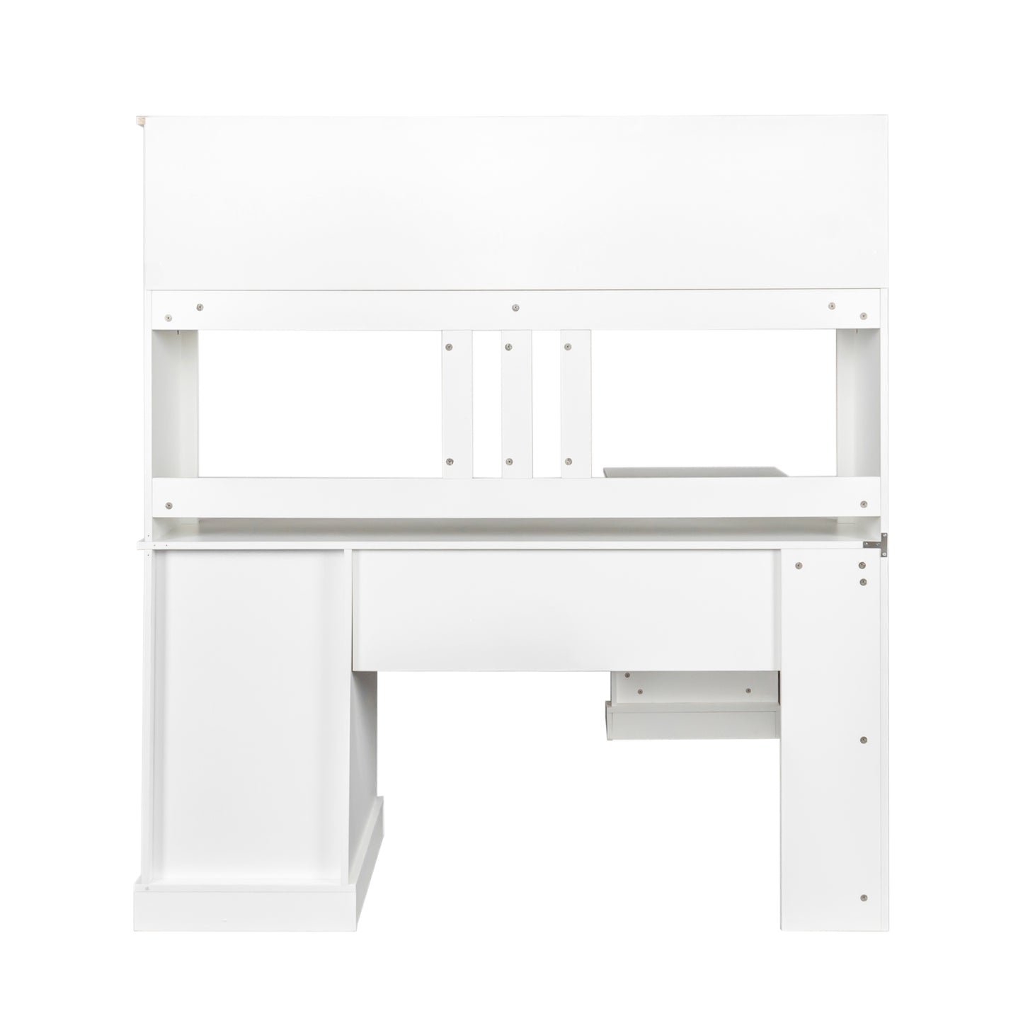 （缺货）Home Office Computer Desk with Hutch, Antiqued White finish