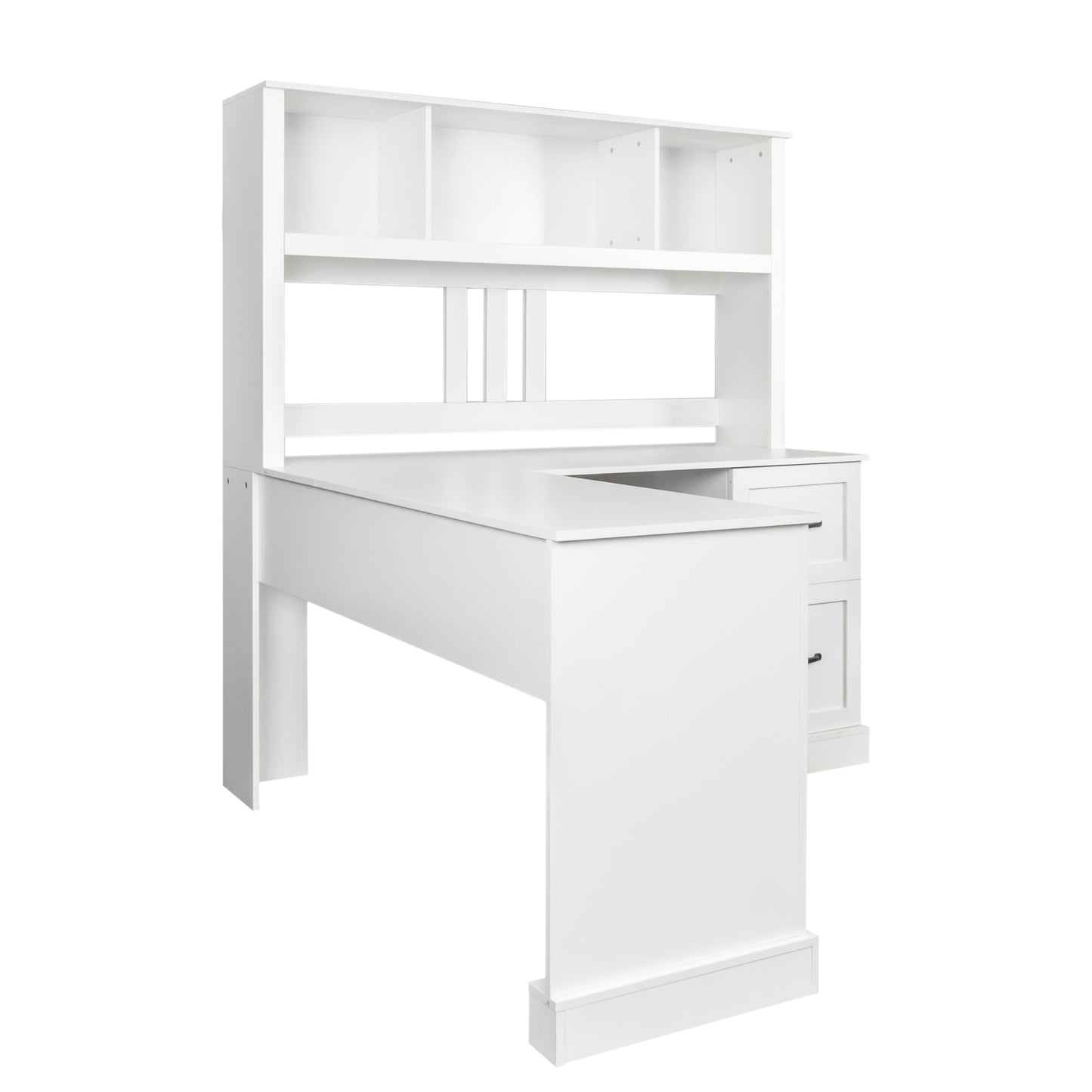 （缺货）Home Office Computer Desk with Hutch, Antiqued White finish