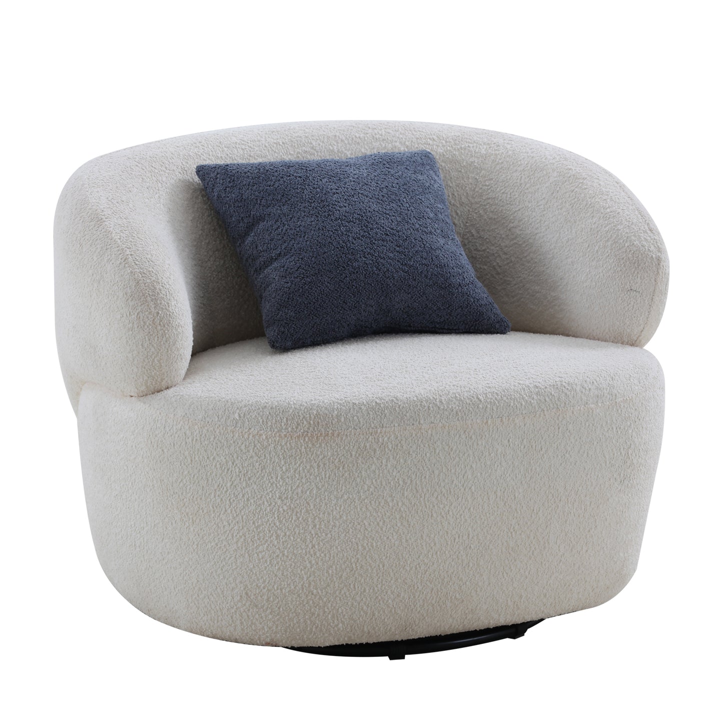 Swivel Barrel Chair Living Room, Single Chair for Small Space Comfy Round Sofa Chair Boucle Accent Chair Circle Sherpa, Arm Chair Reading Room Chair Lounge Chair Bedroom Club (Beige)