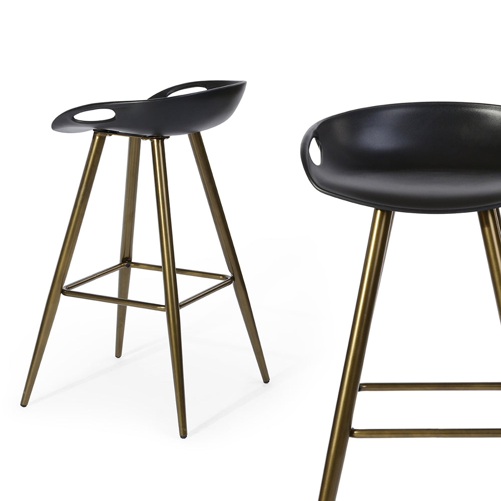 （缺货）Bak Bar & Counter Stool (Set of 2) - Black & Gold