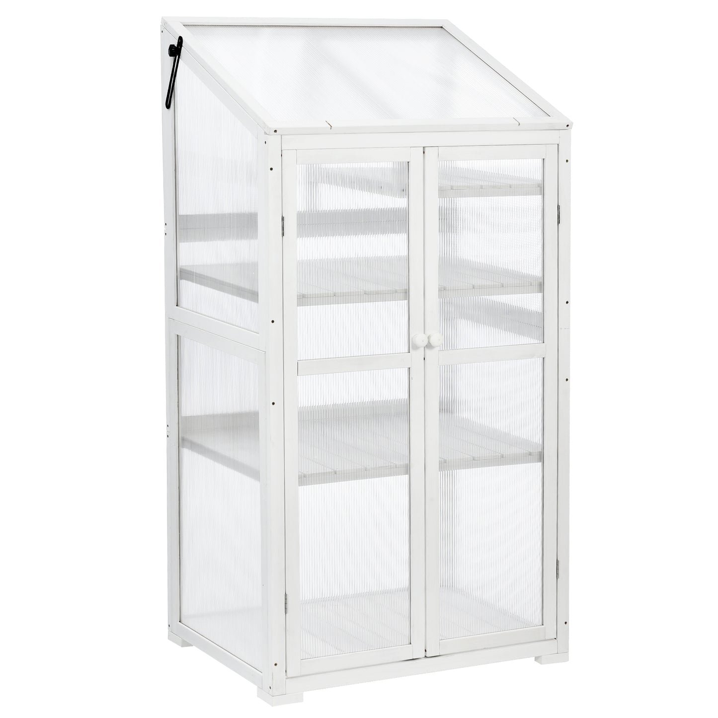 TOPMAX 62inch Height Wood Large Greenhouse Balcony Portable Cold Frame with Wheels and Adjustable Shelves for Outdoor Indoor Use, White