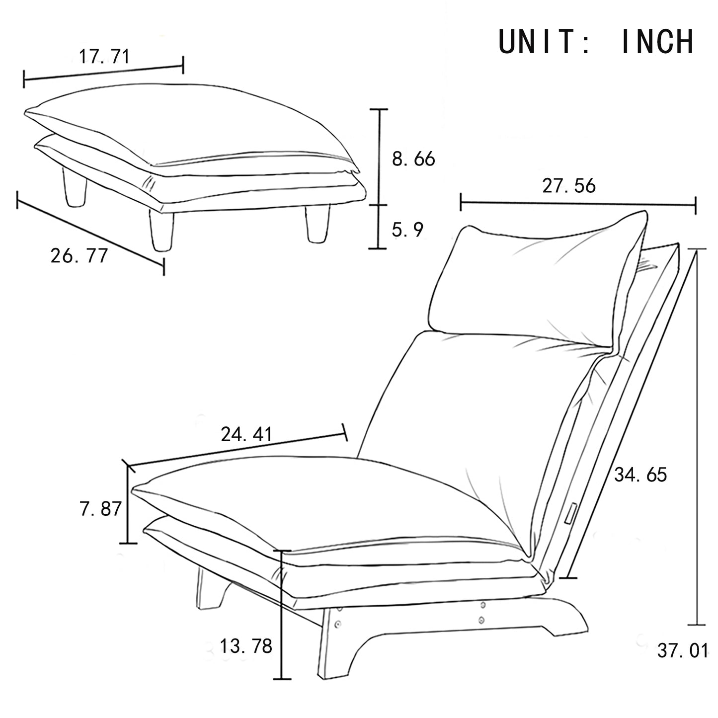 （预计12.16-12.23到货）Lazy sofa balcony leisure chair bedroom sofa chair foldable reclining chair leisure single sofa functional chair