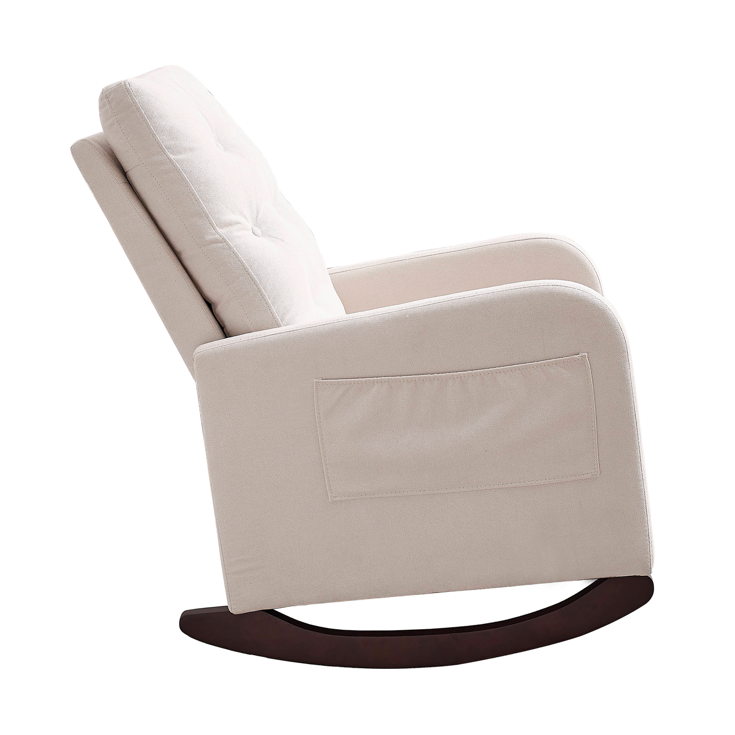 Welike 25.6"W Modern Accent High Backrest Living Room Lounge Arm Rocking Chair, Two Side Pocket