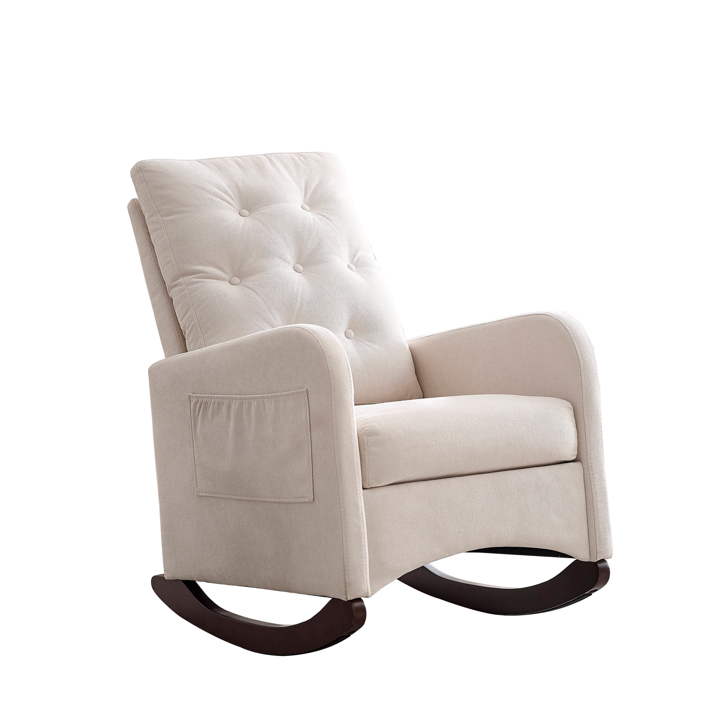 Welike 25.6"W Modern Accent High Backrest Living Room Lounge Arm Rocking Chair, Two Side Pocket