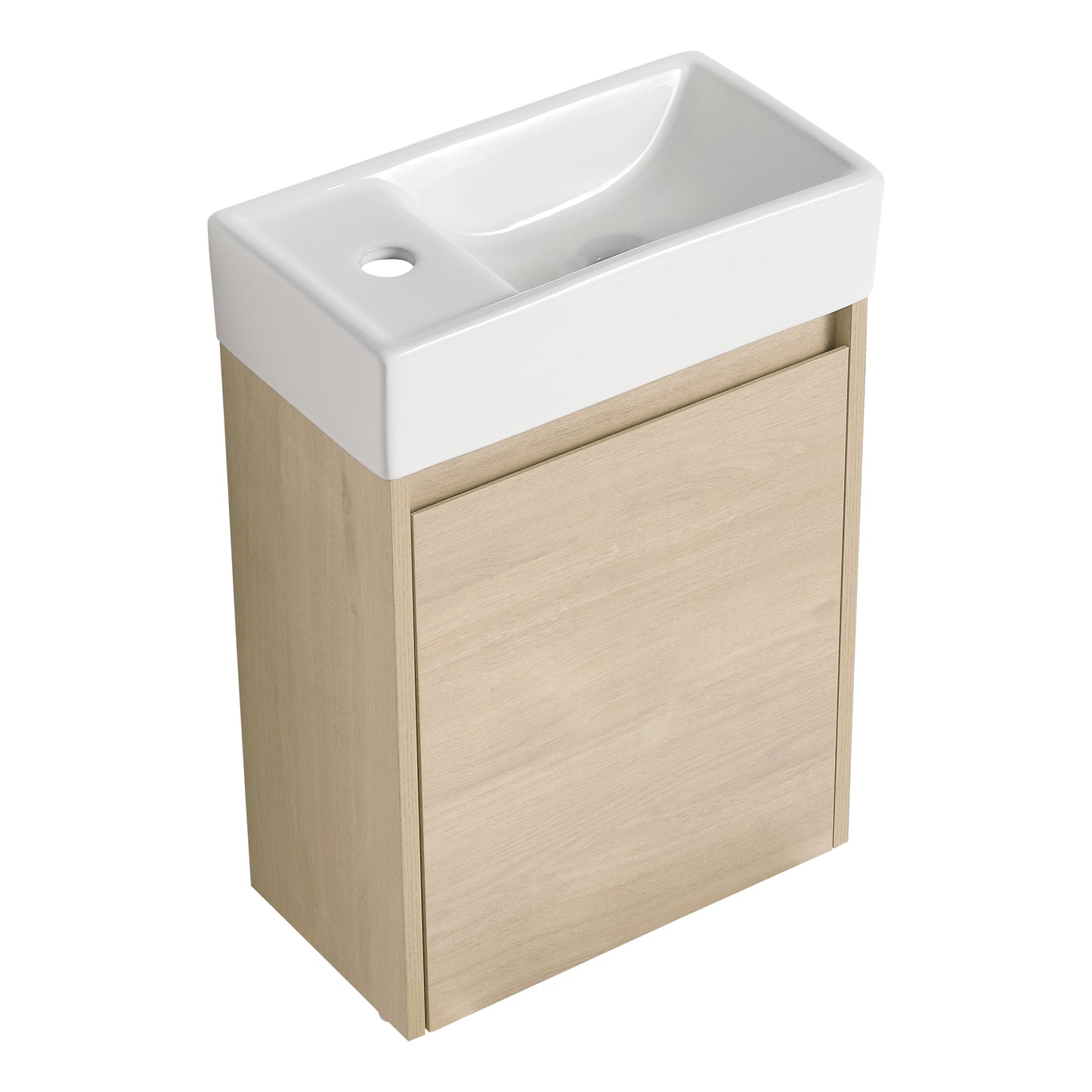 16 Inch Floating Bathroom Vanity With Single Sink,Soft Closing Doors, Suitable For Small Bathrooms-BVC03318PLO