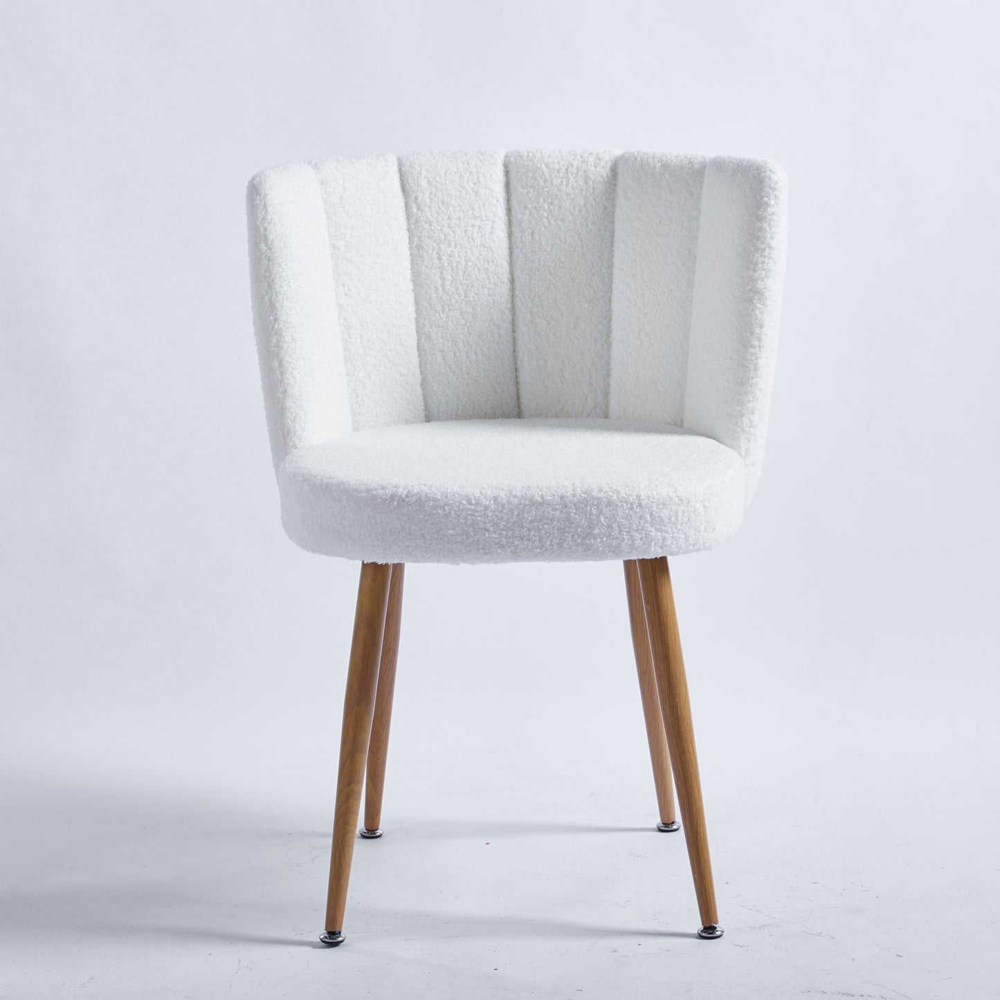 （预计9.22~9.29到货）Modern WHITE dining chair(set of 2 ) with iron tube wood color legs, shorthair cushions and comfortable backrest, suitable for dining room, living room, cafe, simple structure.