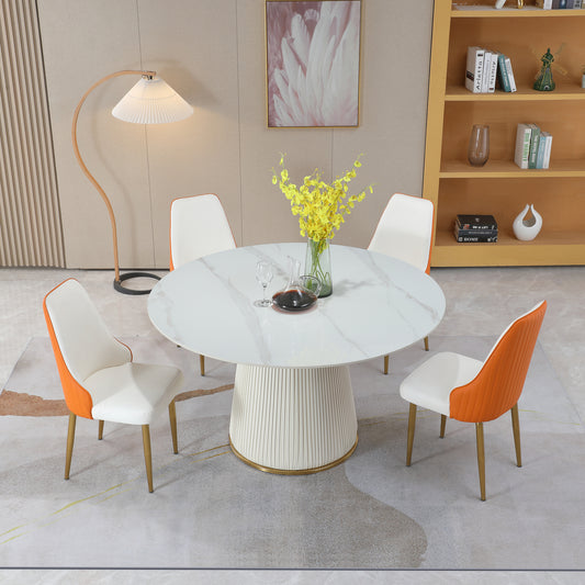 （缺货）53 inch Round sintered stone carrara white dining table