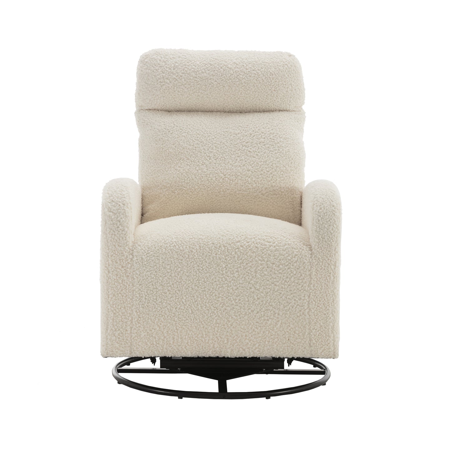 JiaDa Upholstered Swivel Glider.Rocking Chair for Nursery in White Teddy.Modern Style One Left Bag