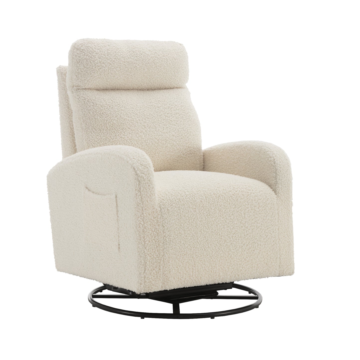 JiaDa Upholstered Swivel Glider.Rocking Chair for Nursery in White Teddy.Modern Style One Left Bag