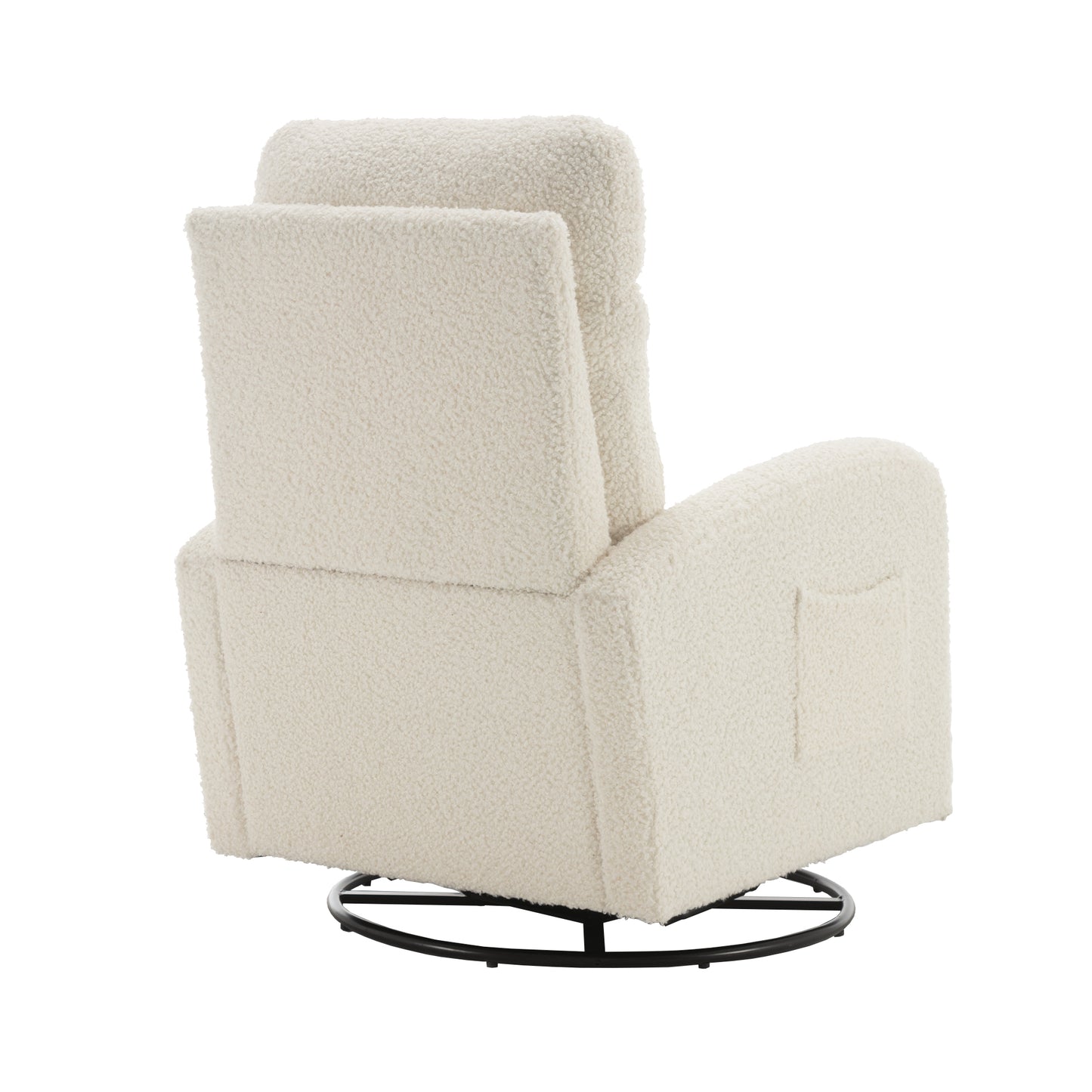 JiaDa Upholstered Swivel Glider.Rocking Chair for Nursery in White Teddy.Modern Style One Left Bag