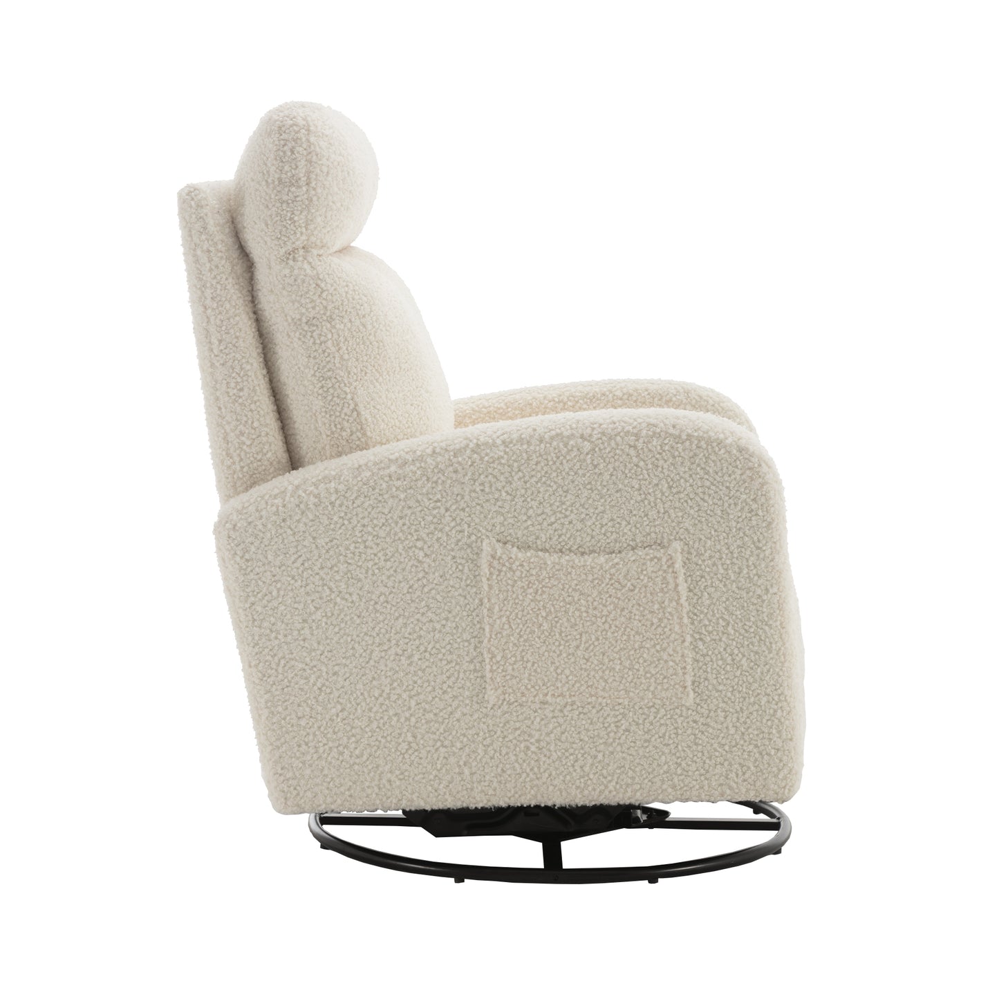 JiaDa Upholstered Swivel Glider.Rocking Chair for Nursery in White Teddy.Modern Style One Left Bag