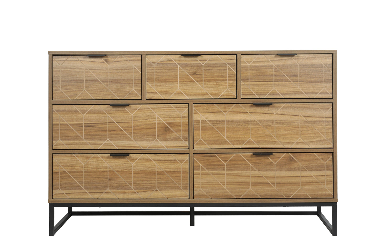 Modern 7 Drawer Dresser Wood Cabinet (Walnut)