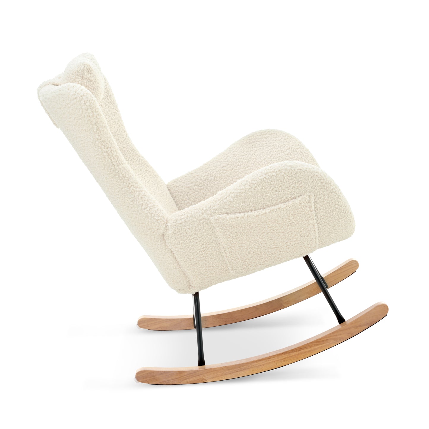 Rocking Chair - with rubber leg and cashmere fabric, suitable for living room and bedroom