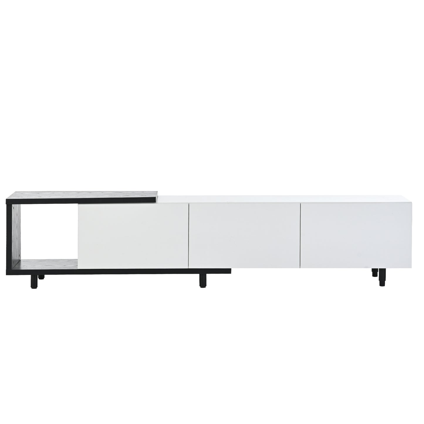 （缺货）U-Can Modern ,Stylish TV Stand TV Cabinet for 80+inch TV, White