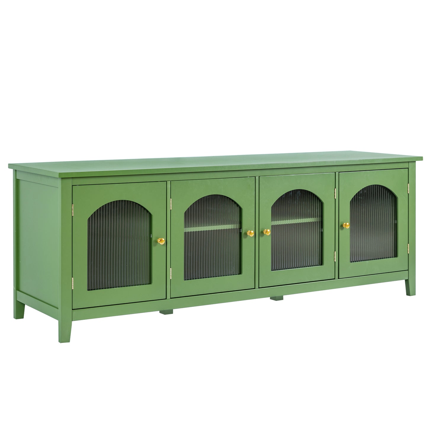 71-inchstylishTVcabinet Entertainment CenterTV stand,TVConsoleTable, Media Console,solidwood frame,Changhong glass door,Metal handle,antique green,canbeplacedin the children's room,bedroom Living Room