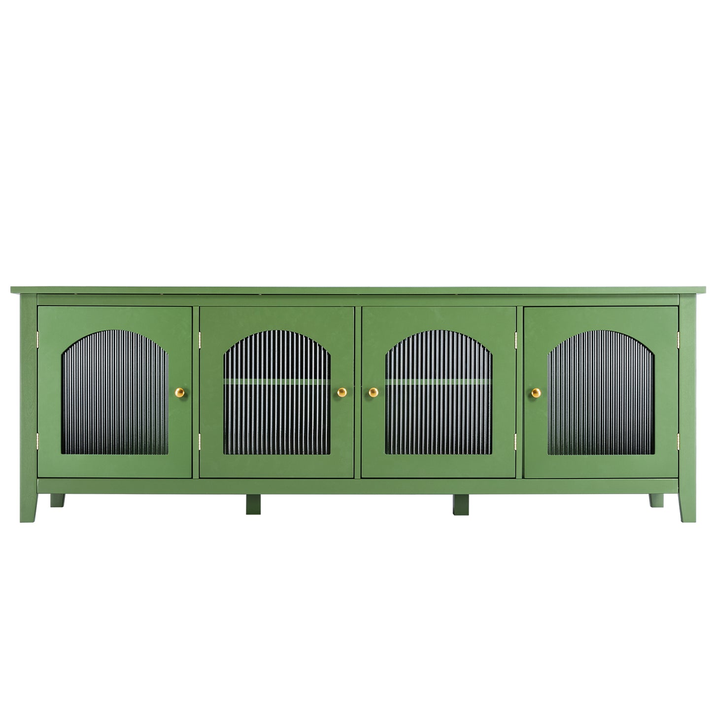 71-inchstylishTVcabinet Entertainment CenterTV stand,TVConsoleTable, Media Console,solidwood frame,Changhong glass door,Metal handle,antique green,canbeplacedin the children's room,bedroom Living Room