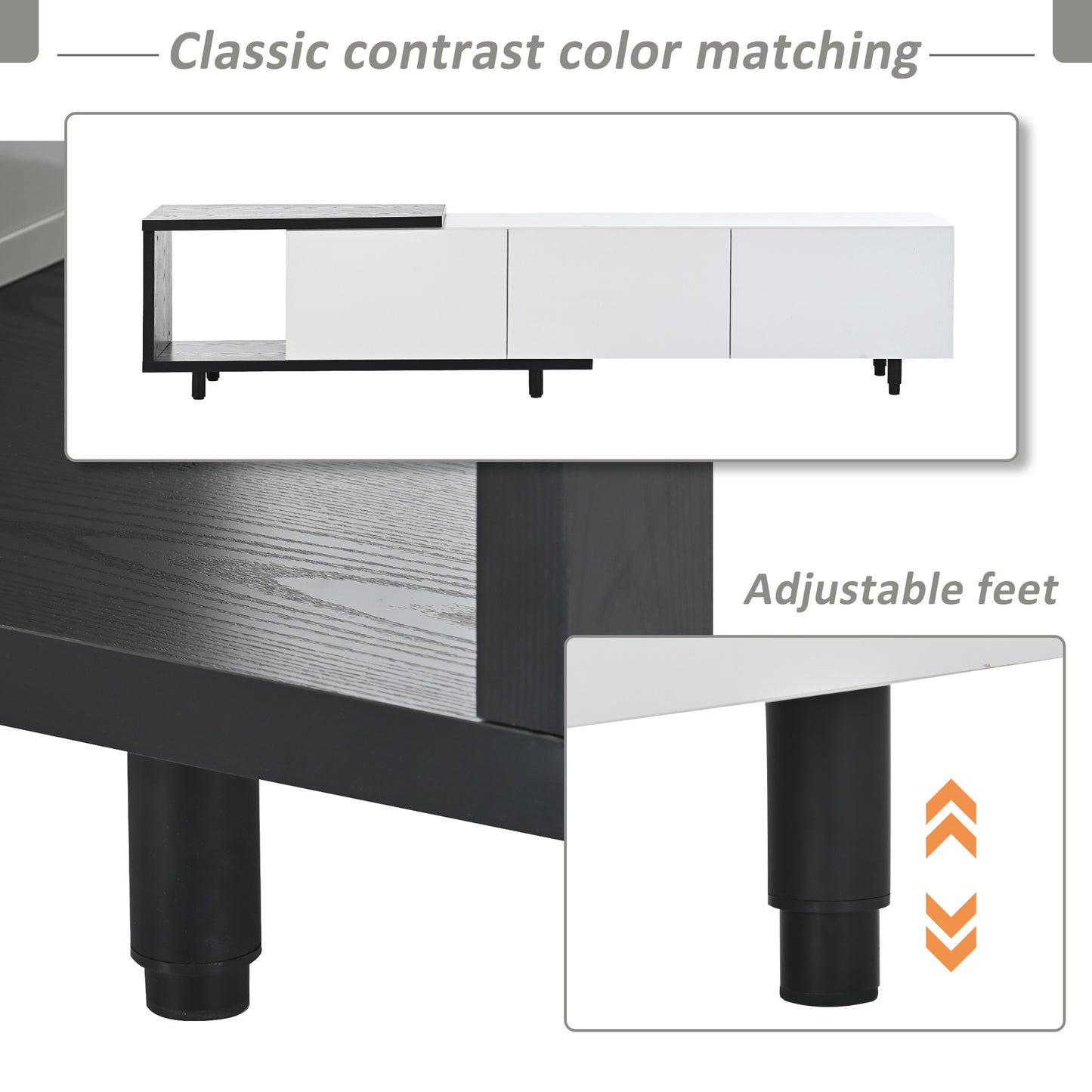 （缺货）U-Can Modern ,Stylish TV Stand TV Cabinet for 80+inch TV, White