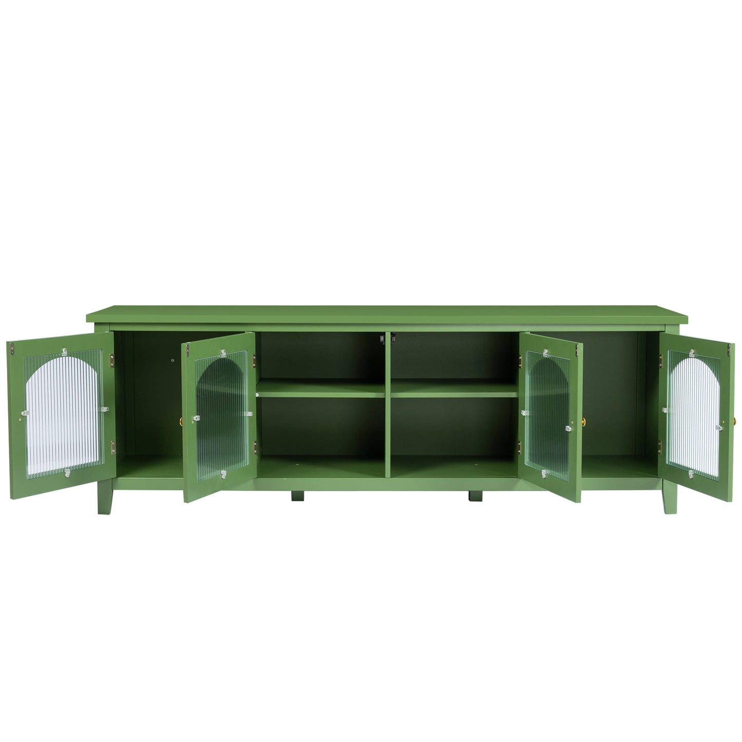 71-inchstylishTVcabinet Entertainment CenterTV stand,TVConsoleTable, Media Console,solidwood frame,Changhong glass door,Metal handle,antique green,canbeplacedin the children's room,bedroom Living Room