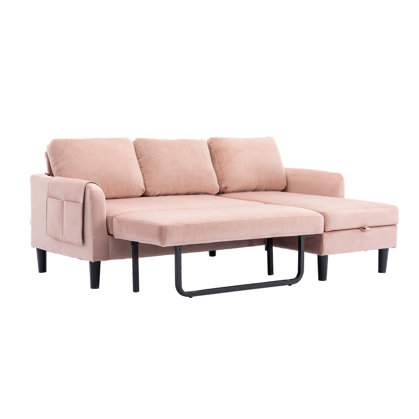 （缺货）UNITED WE WIN Sectional Sofa Reversible Sectional Sleeper Sectional Sofa with Storage Chaise