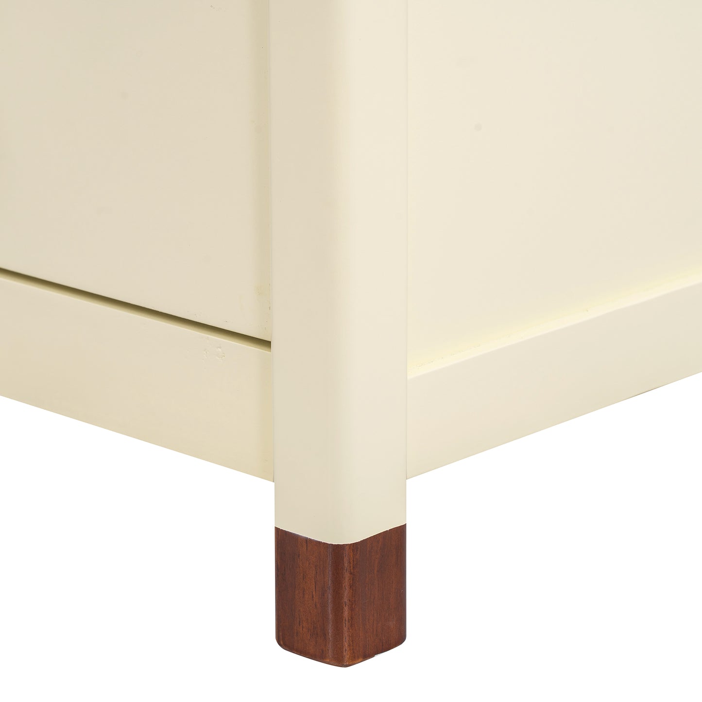 Wooden Nightstand with Two Drawers for Kids,End Table for Bedroom,Cream+Walnut