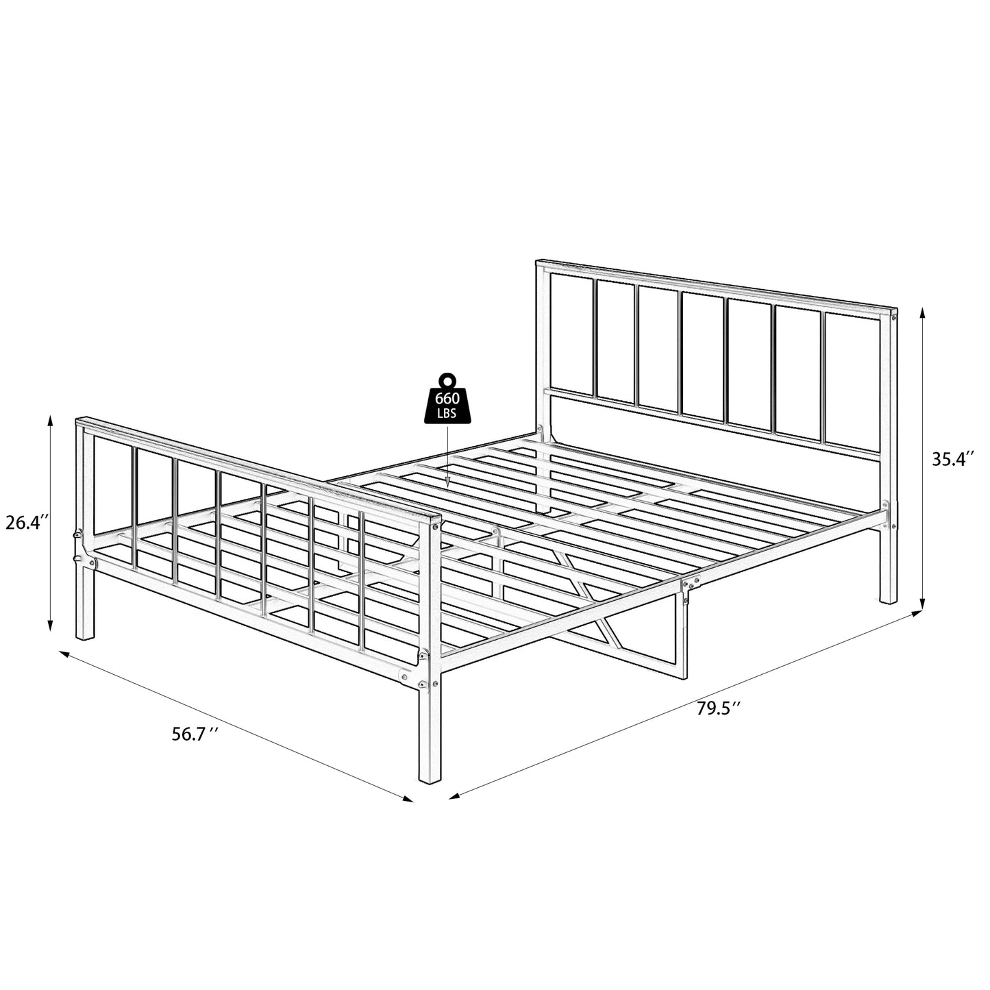 Metal Platform Bed frame with Headboard and Footboard,Sturdy Metal Frame, No Box Spring Needed(Full)