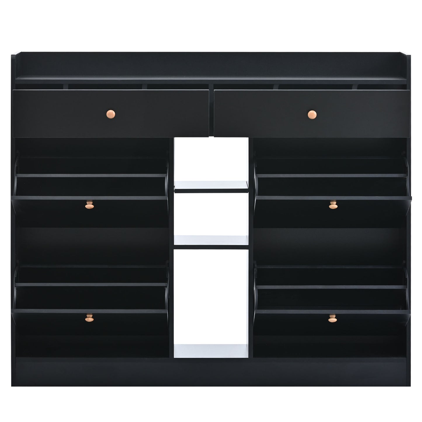 ON-TREND Modern Shoe Cabinet with 4 Flip Drawers, Multifunctional 2-Tier Shoe Storage Organizer with Drawers, Free Standing Shoe Rack for Entrance Hallway, Black.