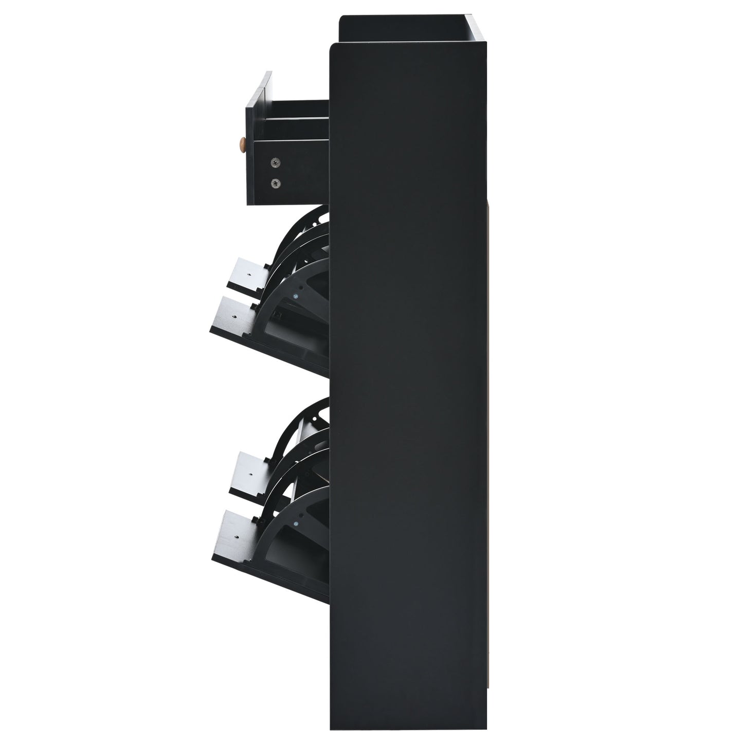 ON-TREND Modern Shoe Cabinet with 4 Flip Drawers, Multifunctional 2-Tier Shoe Storage Organizer with Drawers, Free Standing Shoe Rack for Entrance Hallway, Black.