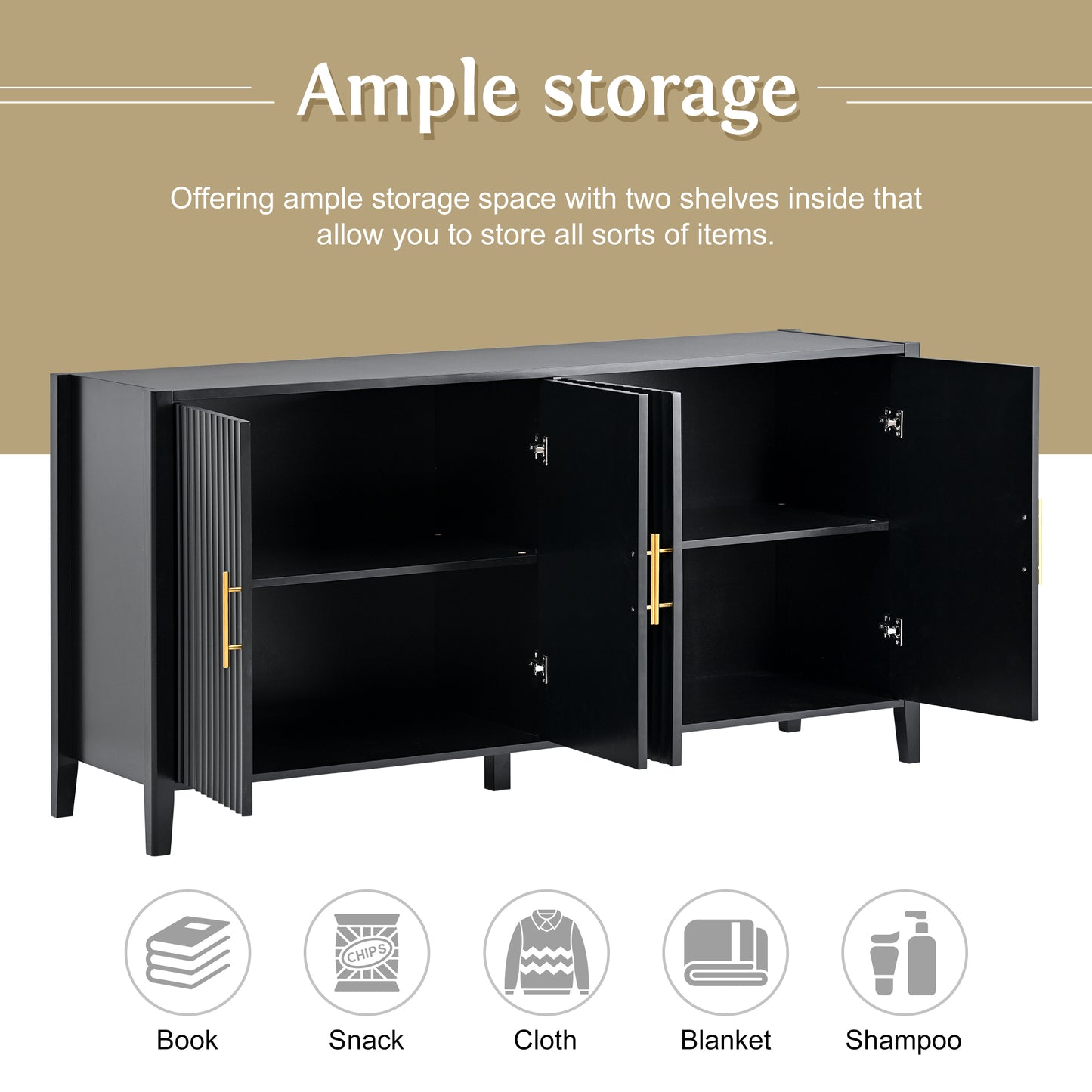 U-Style Accent Storage Cabinet Sideboard Wooden Cabinet with Metal Handles for Hallway, Entryway, Living Room