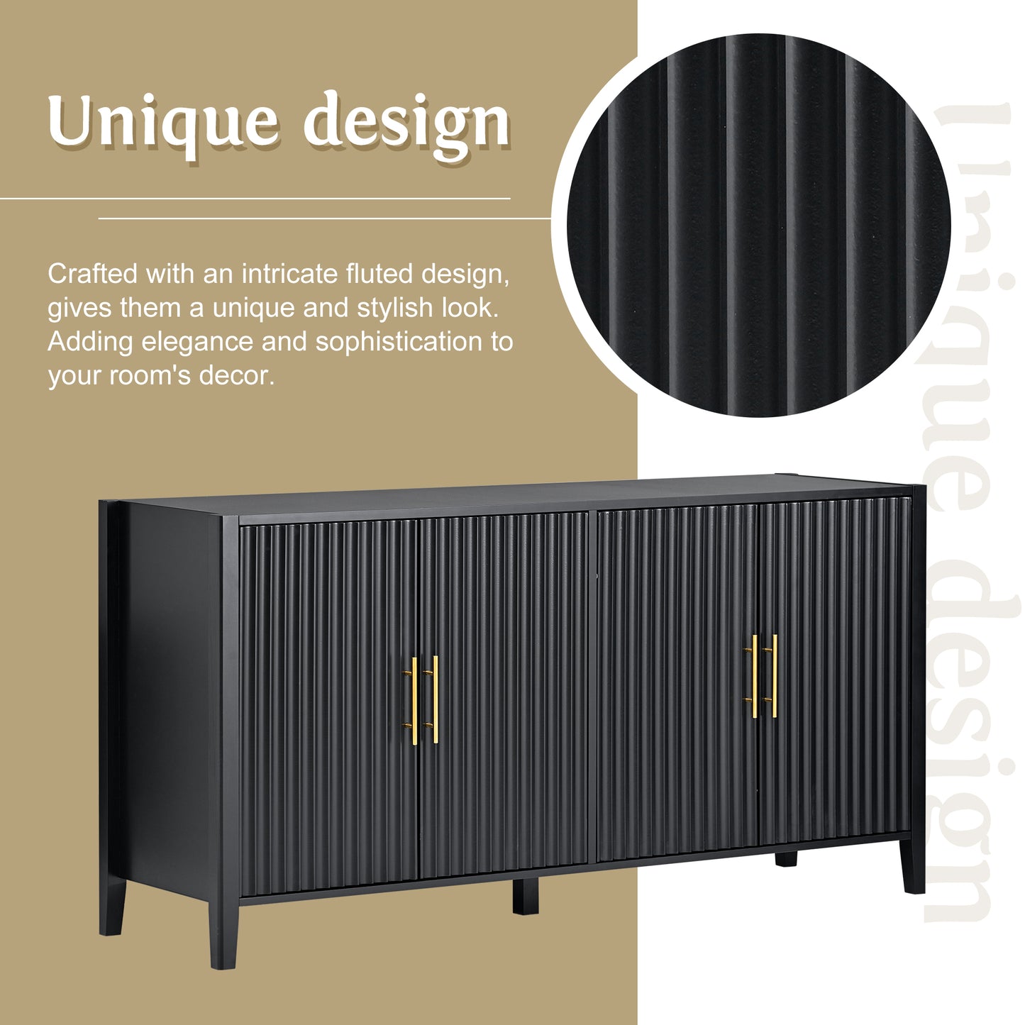 U-Style Accent Storage Cabinet Sideboard Wooden Cabinet with Metal Handles for Hallway, Entryway, Living Room