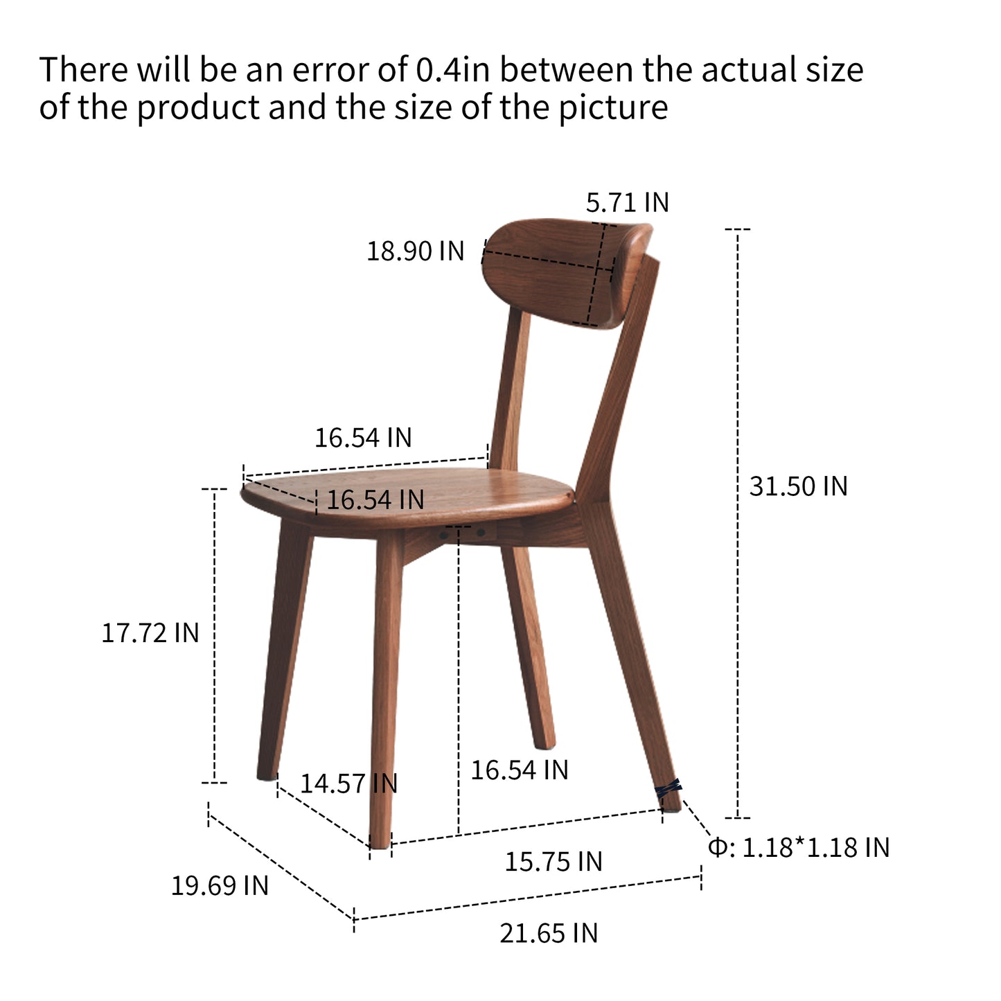 (2 PCS/BOX) Dining chair wooden FAS grade oak natural wood made in North America 100% dirt-free wood chair solid chair table chair wooden living room chair simple and natural 46.5 * 54 * 80cm