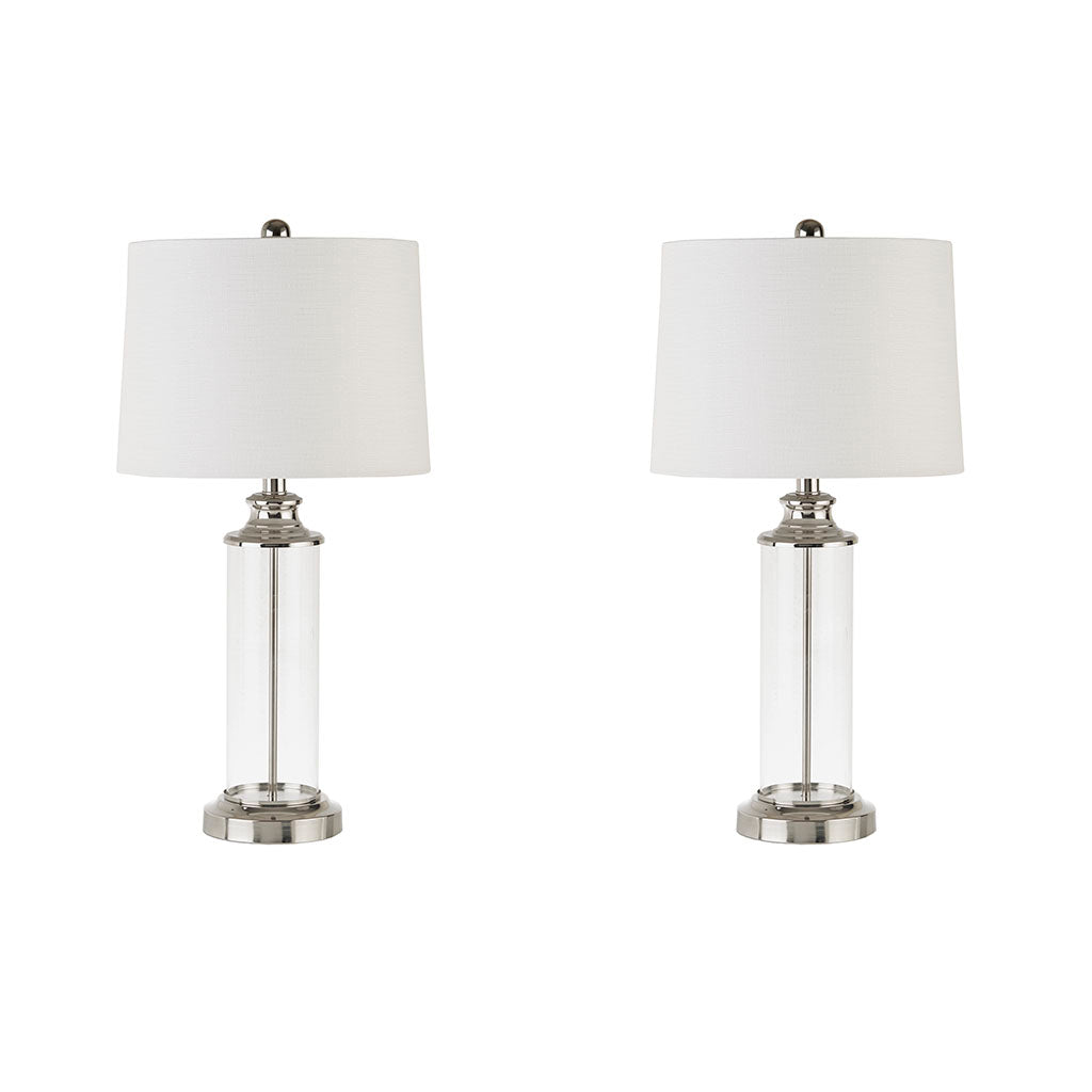 Clarity Glass Cylinder Table Lamp Set of 2