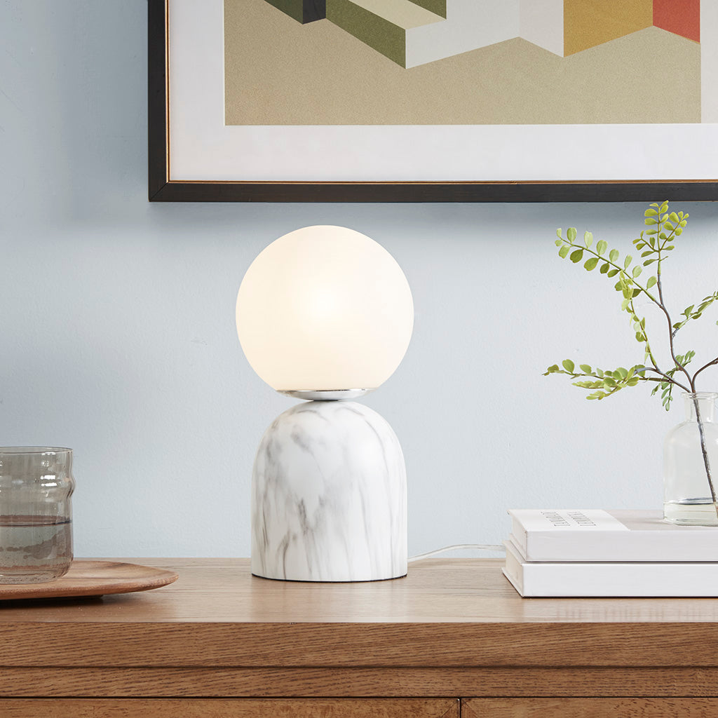 Frosted Glass Globe Resin Table Lamp