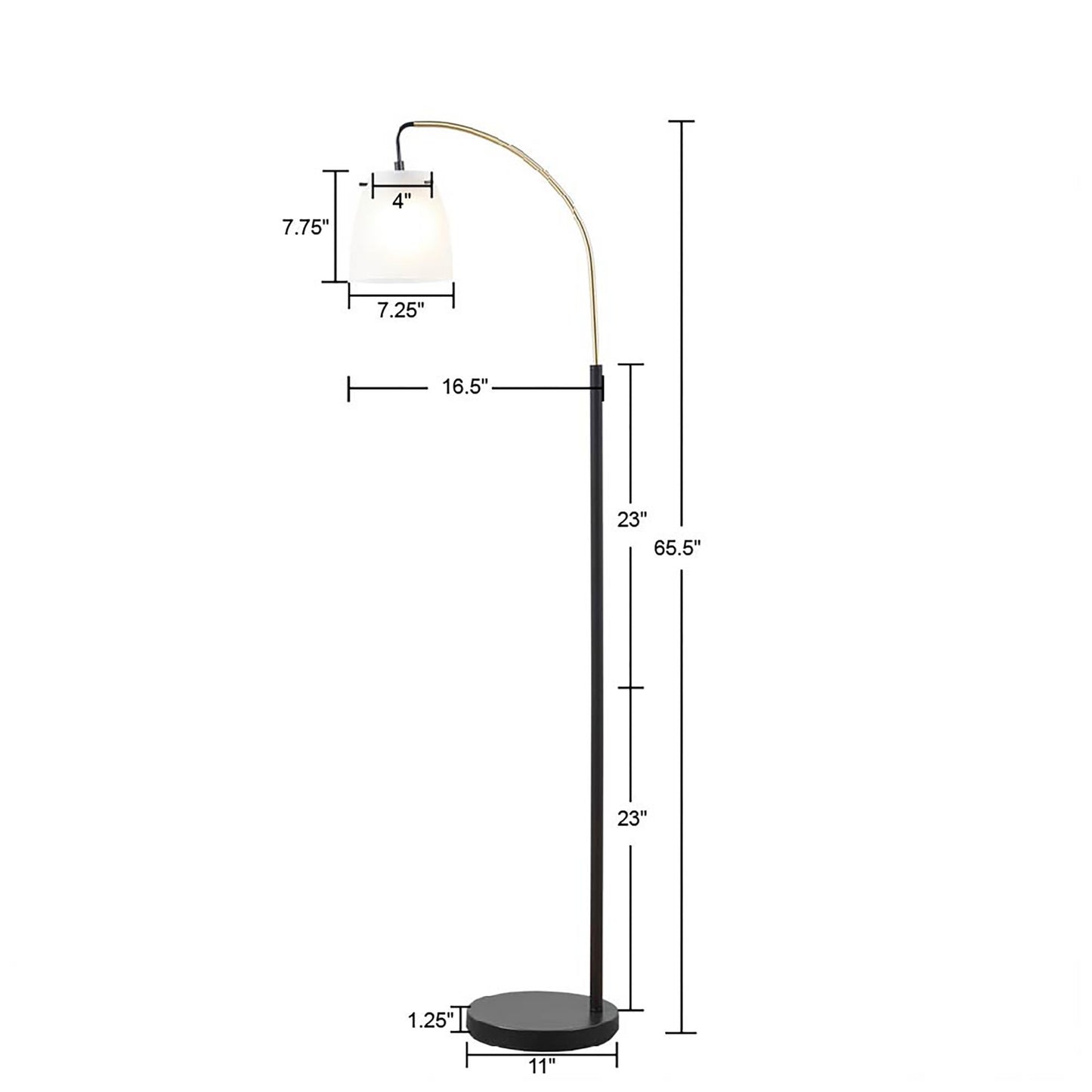 Arched Metal Floor Lamp with Frosted Glass Shade