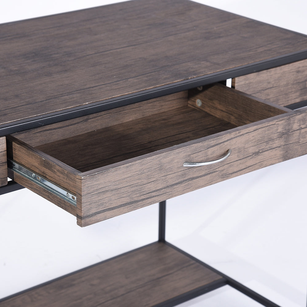 （缺货）43.3"W x 21.6"D x 29.3"H Computer Desk with One Drawer, Walnut & Black