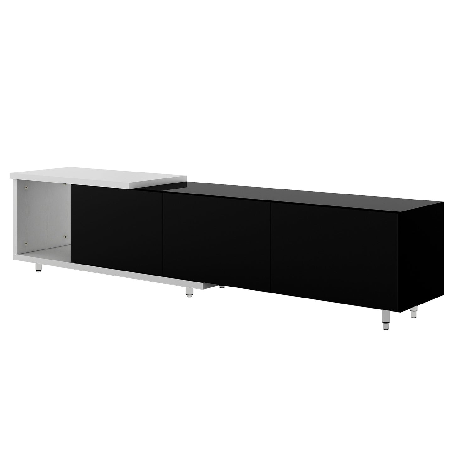 （缺货）U-Can Modern ,Stylish TV Stand TV Cabinet for 80+inch TV, Black