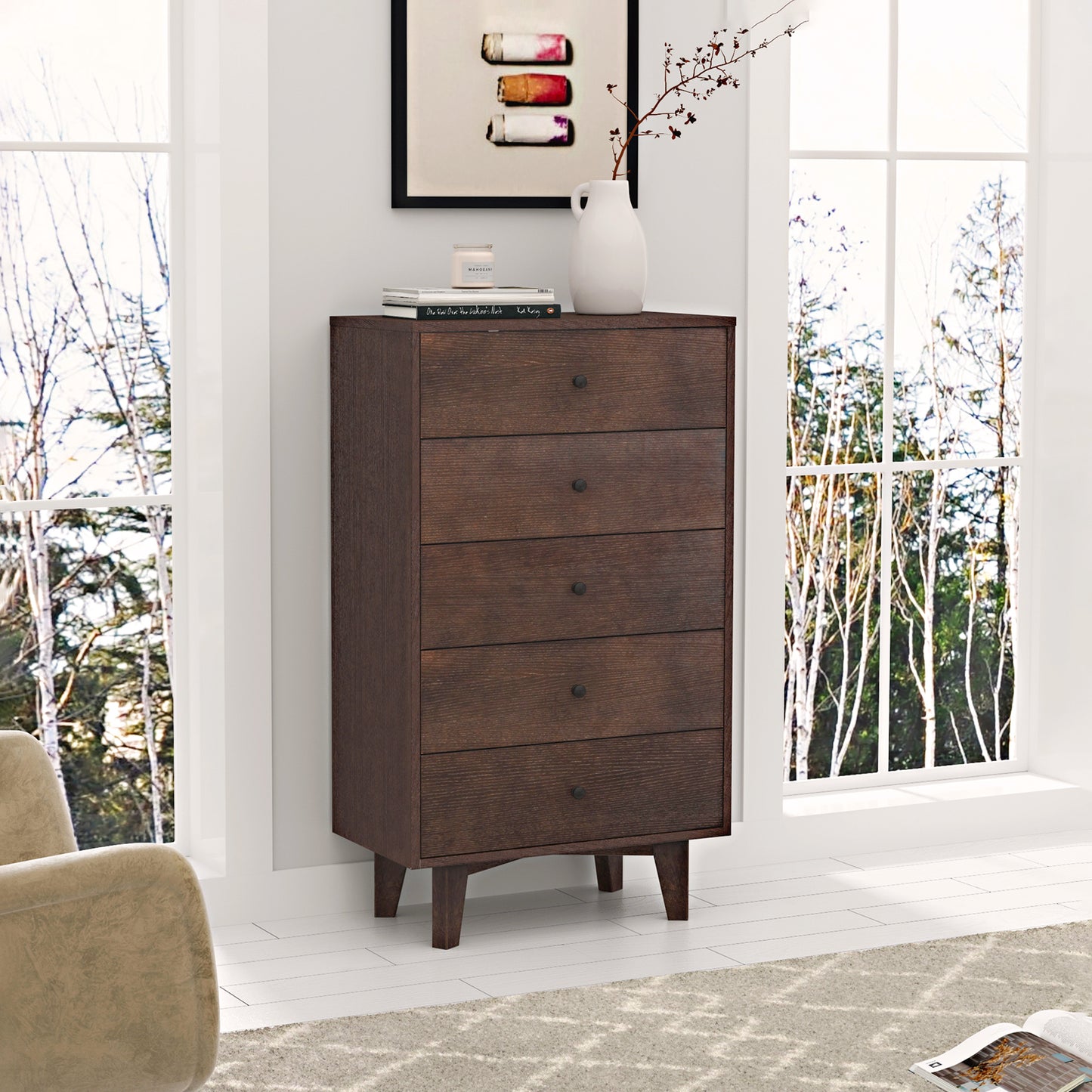 DRESSER CABINET BAR CABINET storge cabinet lockers Real Wood spray paint Retro round handle can be placed in the living room bedroom dining room color auburn