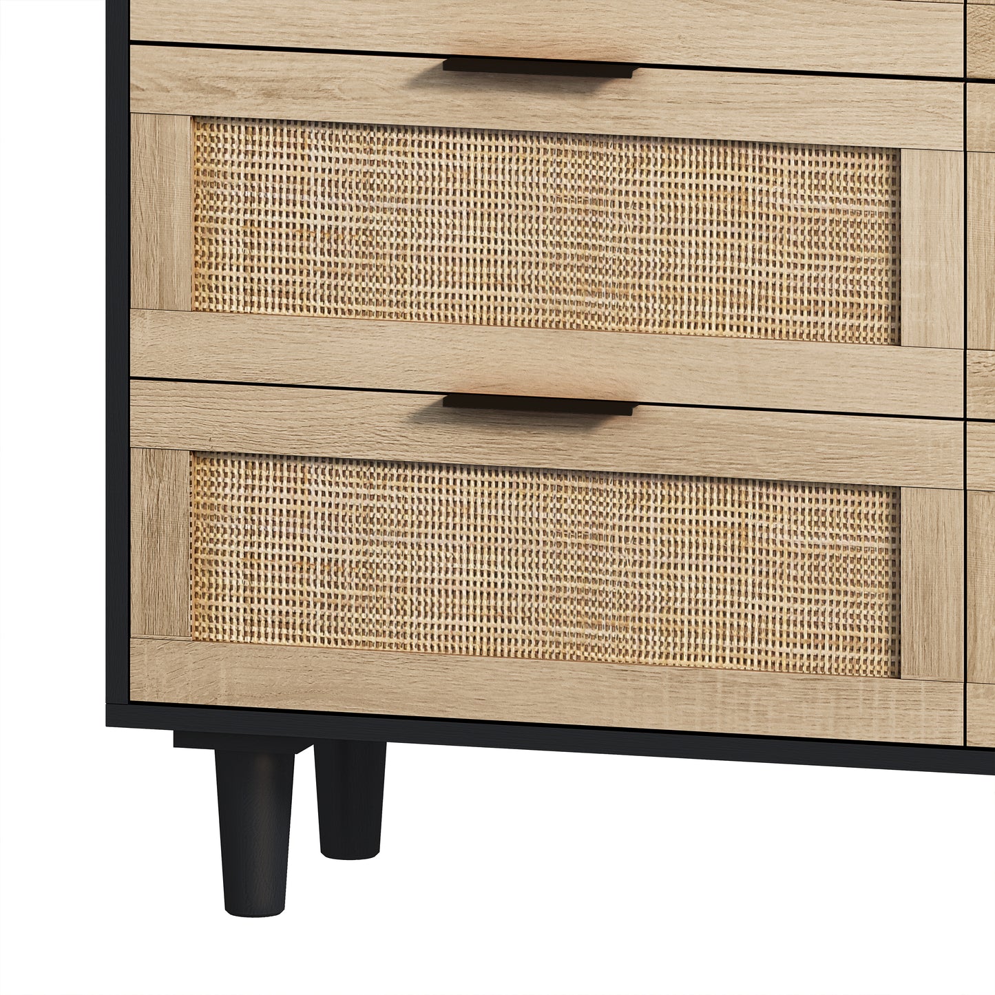 43.31"6-Drawers Rattan Storage Cabinet Rattan Drawer,for Bedroom,Living Room,Black