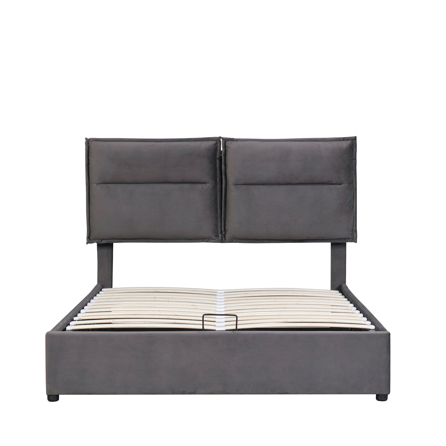 （缺货）Upholstered Platform bed with a Hydraulic Storage System, Queen size, Gray