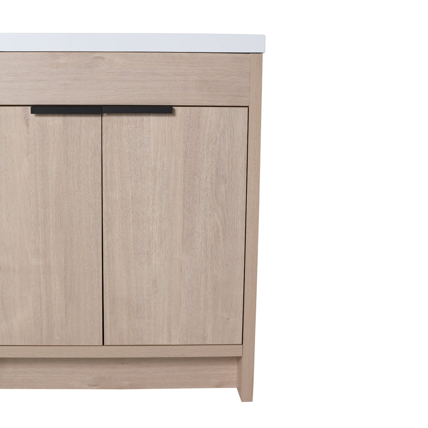 30 Inch Freestanding Bathroom Vanity with White Resin Sink & 2 Soft-Close Cabinet Doors (BVB02430PLO-GRB3040)