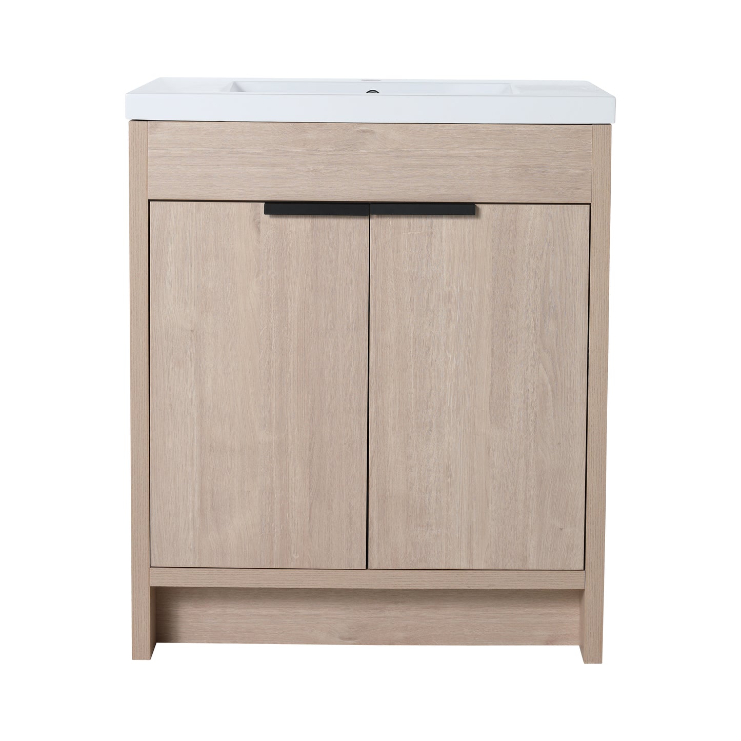 30 Inch Freestanding Bathroom Vanity with White Resin Sink & 2 Soft-Close Cabinet Doors (BVB02430PLO-GRB3040)