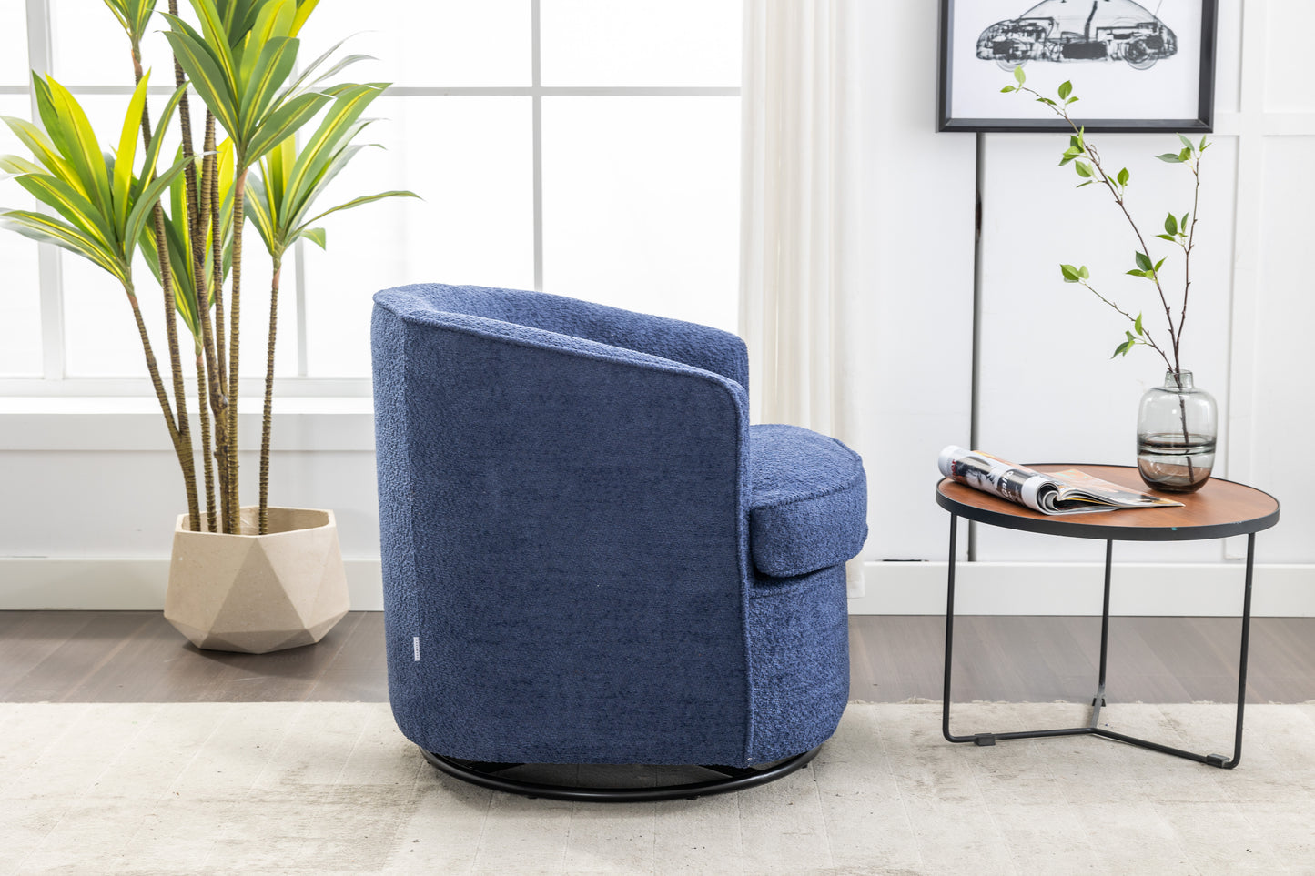 （缺货）COOLMORE Swivel Barrel Chair, Comfy Round Accent Sofa Chair for Living Room, 360 Degree Swivel Barrel Club Chair, Leisure Arm Chair for Nursery, Hotel, Bedroom, Office, Lounge