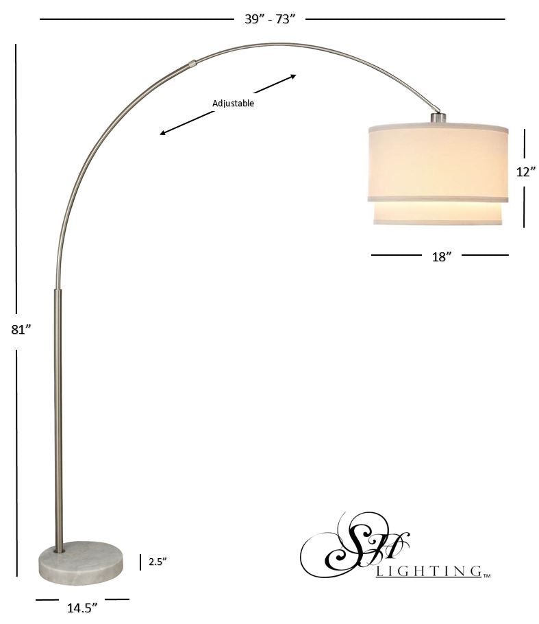 81"H DOUBLE SHADE MARBLE BASE FLOOR LAMP (3.65/43.20)