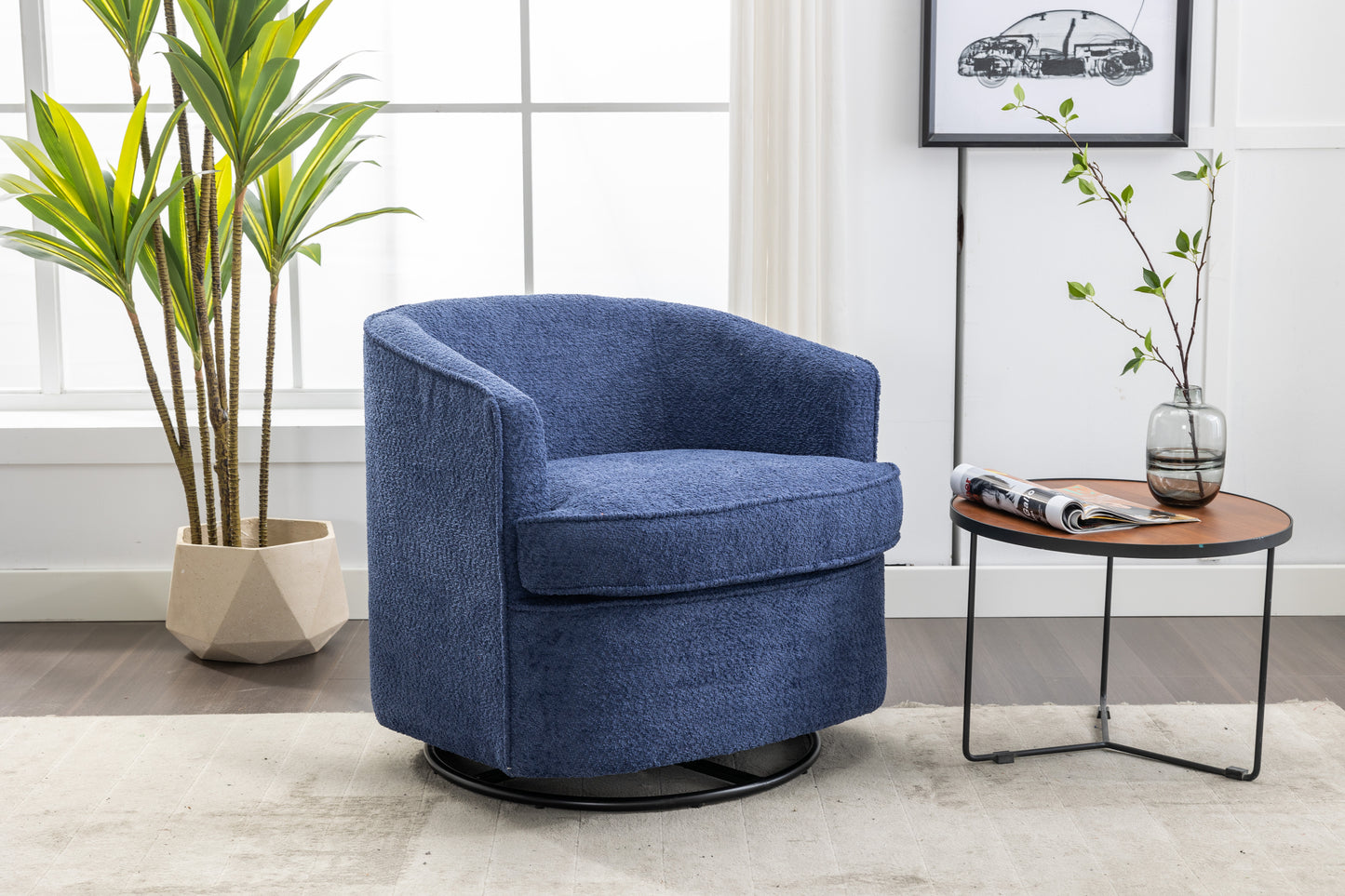 （缺货）COOLMORE Swivel Barrel Chair, Comfy Round Accent Sofa Chair for Living Room, 360 Degree Swivel Barrel Club Chair, Leisure Arm Chair for Nursery, Hotel, Bedroom, Office, Lounge