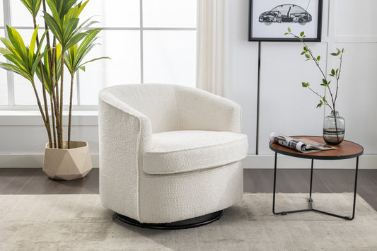 （缺货）COOLMORE Swivel Barrel Chair, Comfy Round Accent Sofa Chair for Living Room, 360 Degree Swivel Barrel Club Chair, Leisure Arm Chair for Nursery, Hotel, Bedroom, Office, Lounge