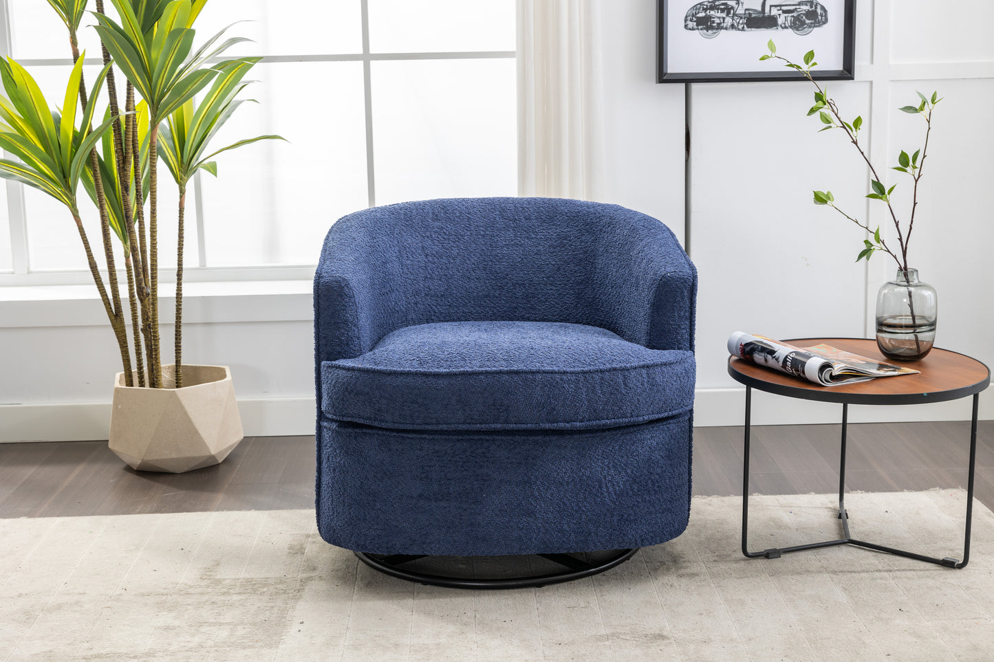 （缺货）COOLMORE Swivel Barrel Chair, Comfy Round Accent Sofa Chair for Living Room, 360 Degree Swivel Barrel Club Chair, Leisure Arm Chair for Nursery, Hotel, Bedroom, Office, Lounge