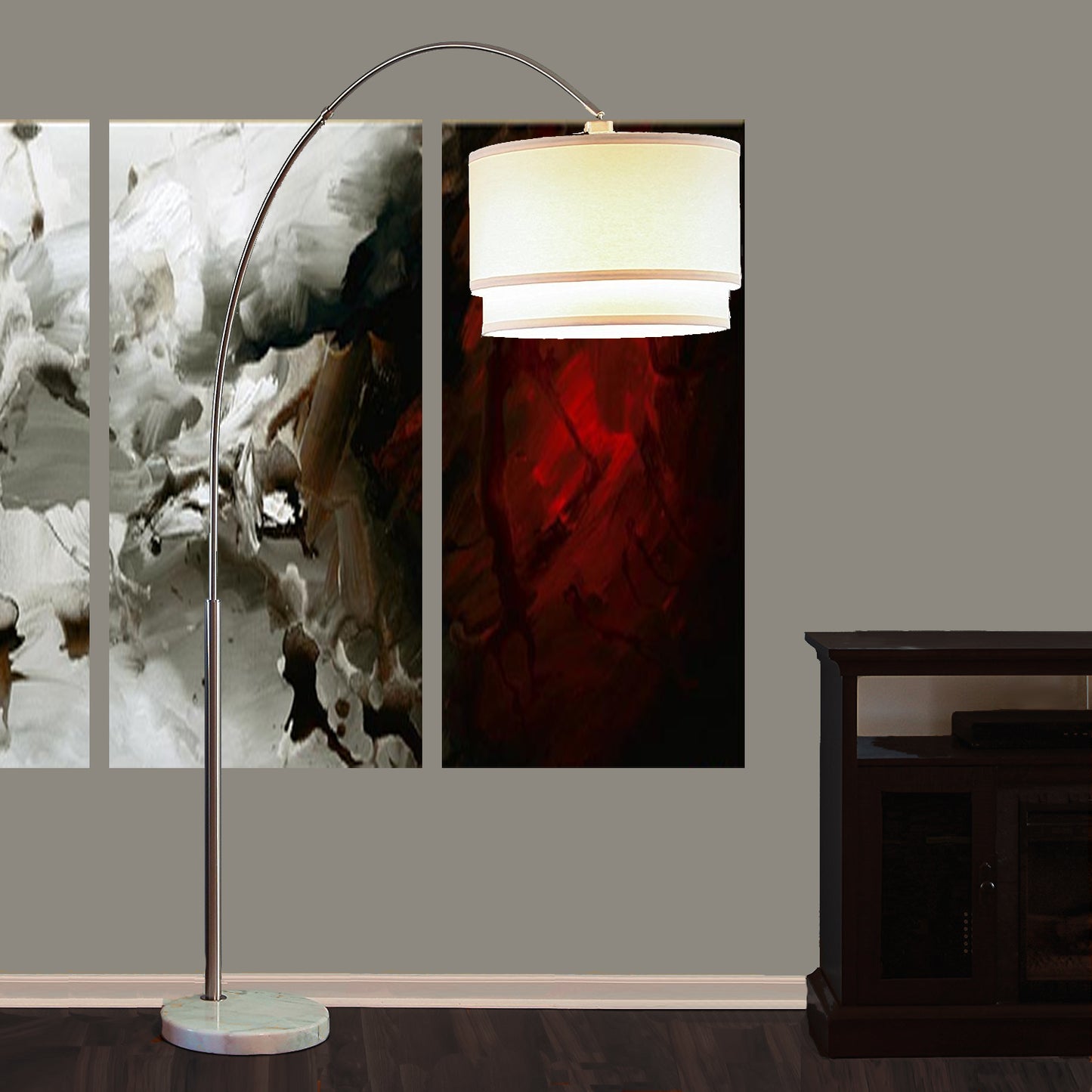 81"H DOUBLE SHADE MARBLE BASE FLOOR LAMP (3.65/43.20)